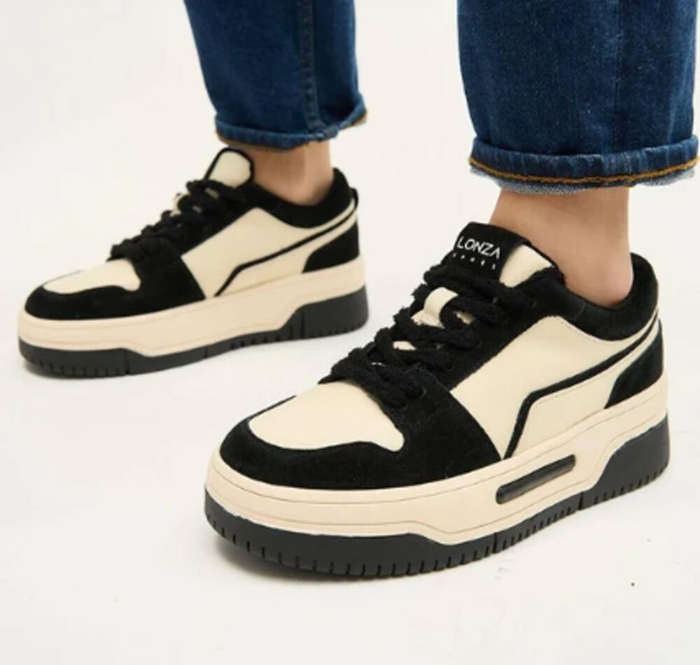 Lonza Agape Sneakers Womens Size 10 EU 41 Beige Black Platform Sneakers